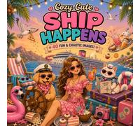 Cozy Cute Ship Happens: 40 Fun and Chaotic Cruise Vacation Coloring Pages Featuring an Adventurous Girl, a Golden Retriever Puppy, and a Mischievous Kitten