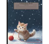 Cozy Cute Snowy Moon Cat themed Composition Notebook: Cozy notebook Cute Animal Cat playing in snow Themed gift for students
