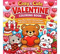 Cozy & Cute Valentine Coloring Book: Easy, Big & Bold Coloring Pages with Hearts, Love, and Cozy Designs
