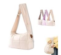 Cozy Dog Carrier Bag, Artificial Plush/Canvas Cute Animals Bags, Mini Dog Purse Carrier, for Outings (Beige)