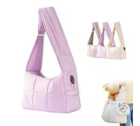 Cozy Dog Carrier Bag, Artificial Plush/Canvas Cute Animals Bags, Mini Dog Purse Carrier, for Outings (Purple)