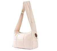 Cozy Dog Carrier Bag, Mini Dog Purse Carrier with Pockets, Soft Interior Pet Bag with Secure Harness Clip, Lightweight Kennel for Small Dogs & Cats (Khaki)