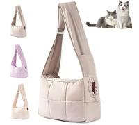 Cozy Dog Carrier Bag, Pet Shoulder Bag for Outings, Stylish Adjustable Dog Sling Carrier with Zipper Purse Pocket, Soft Interior Papoose Bag with Safety Buckle, for Carry Small Dogs and Cats (Gray)