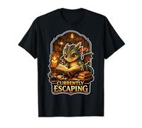 Cozy Dragon Reader Fantasy Core Actualmente escapando Camiseta
