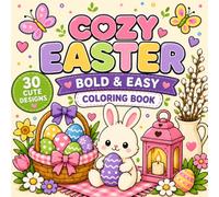 Cozy Easter Coloring Book: 30 Cute and Simple Easter Designs (Cozy Bold & Easy Coloring Books)