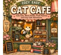 Cozy Easy Cat Cafe: 40 Adorable Cat Cafe Scenes Filled with Books, Coffee, Baking and Relaxing Moments