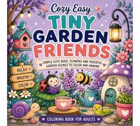 Cozy Easy Tiny Garden Friends: Simple Cute Bugs, Flowers and Peaceful Garden Scenes to Color and Unwind for Relaxation and Stress Relief
