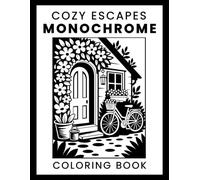 Cozy Escapes Monochrome Coloring Book: Relaxing One Color Coloring Book for Adults with Cozy Scenes in Black and White for Mindfulness and Stress Relief