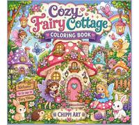 Cozy Fairy Cottage Coloring Book: Cute Fairies, Magical Mushroom Homes, Flower Gardens, Tiny Animals, and Whimsical Fantasy Scenes for Relaxation