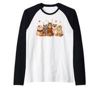 Cozy Fall Autumn Cute Cat Funny Cat Kitten Lover Camiseta Manga Raglan