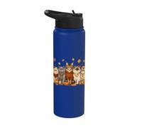 Cozy Fall Autumn Cute Cat Funny Cat Kitten Lover Stainless Steel Insulated Water Bottle