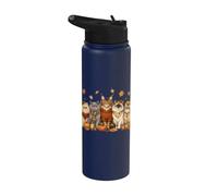 Cozy Fall Autumn Cute Cat Funny Cat Kitten Lover Stainless Steel Insulated Water Bottle