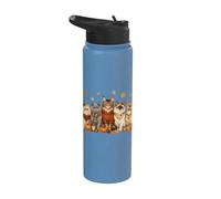 Cozy Fall Autumn Cute Cat Funny Cat Kitten Lover Stainless Steel Insulated Water Bottle