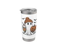 Cozy Fall Coffee Ghost Halloween Niñas Mujeres Vaso térmico de acero inoxidable de doble pared