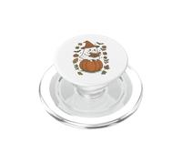 Cozy Fall Ghost Reading on Pumpkin Retro Halloween Vibes PopSockets PopGrip para MagSafe