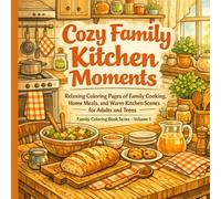 Cozy Family Kitchen Moments: Relaxing Black-and-White Coloring Pages of Family Cooking, Home Meals, and Warm Kitchen Scenes for Adults and Teens