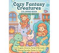 Cozy Fantasy Creatures Coloring Book Left-Handed Edition: Cute Dragons, Unicorns, Fairies & Mermaids in Relaxing Everyday Scenes to Color