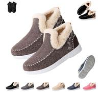 Cozy Fleece Slip-On Boots,Women's Warm Anti-Slip Plush Lined Winter Ankle Boots,Non-Slip Casual Loafer for Outdoor (Coffee, Aldult, Adulto, Mujer, 45, Números, Sistema tallas calzado EU, mediano)