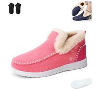 Cozy Fleece Slip-On Boots,Women's Winter Warm Plush Lined Non-Slip Flat Shoes,Indoor Outdoor Casual Fluffy Boot (Pink, Erwachsener, Adulto, Mujer, 37, Números, Sistema tallas calzado EU, mediano)