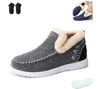 Cozy Fleece Slip-On Boots,Women's Winter Warm Plush Lined Non-Slip Flat Shoes,Indoor Outdoor Casual Fluffy Boot (Gray, Erwachsener, Adulto, Mujer, 41, Números, Sistema tallas calzado EU, mediano)