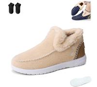 Cozy Fleece Slip-On Boots,Women's Winter Warm Plush Lined Non-Slip Flat Shoes,Indoor Outdoor Casual Fluffy Boot (Apricot, Erwachsener, Adulto, Mujer, 37, Números, Sistema tallas calzado EU, mediano)