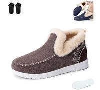Cozy Fleece Slip-On Boots,Women's Winter Warm Plush Lined Non-Slip Flat Shoes,Indoor Outdoor Casual Fluffy Boot (Brown, Erwachsener, Adulto, Mujer, 40, Números, Sistema tallas calzado EU, mediano)