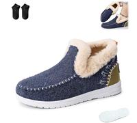 Cozy Fleece Slip-On Boots,Women's Winter Warm Plush Lined Non-Slip Flat Shoes,Indoor Outdoor Casual Fluffy Boot (Blue, Erwachsener, Adulto, Mujer, 41, Números, Sistema tallas calzado EU, mediano)
