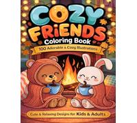 Cozy Friends Coloring Book: 100 Adorable & Cozy Illustrations for Relaxation and Fun: Cute and Relaxing Animal Designs for Kids and Adults, Stress Relief Coloring Book for Beginners and All Ages