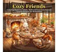 Cozy Friends: Coloring Book for Adults, Bold and Easy Cute Kawaii Animal Designs for Relaxation: 40 Simple Cottagecore Illustrations Featuring ... Relief Coloring Pages with Big Bold Outlines