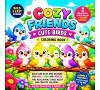 Cozy Friends: Cute Birds Coloring Book: Subtitle: Bold and Easy Bird Designs for Kids, Teens and Adults | Fun, Relaxation, Stress Relief and Creative Coloring
