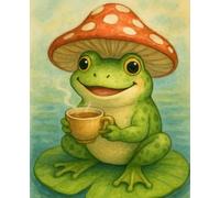 Cozy Frog Notebook: Cute Wide Ruled Journal with Toadstool Hat & Tea | 100 Pages | 7.5 x 9.25 Composition Book for Nature Lovers & Cottagecore Fans