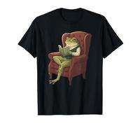 Cozy Frog Reading Book On Couch Relaxing Camiseta