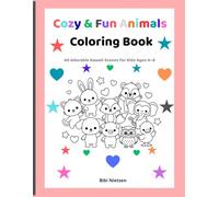 Cozy & Fun Animals Coloring Book: 40 Cute Kawaii Animal Scenes for Kids Ages 4-8