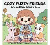 Cozy Fuzzy Friends: Cute and Easy Coloring Book for Adults and Teens with Cozy Garden Scenes, Relaxing Moments, and Adorable Fuzzy Animal Friends