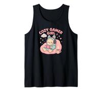 Cozy Gamer Girl Kawaii Cat - Consola de Juegos en Colores Pastel Camiseta sin Mangas