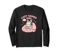 Cozy Gamer Girl Kawaii Cat - Consola de Juegos en Colores Pastel Manga Larga