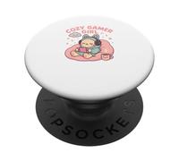 Cozy Gamer Girl Kawaii Cat - Consola de Juegos en Colores Pastel PopSockets PopGrip Adhesivo