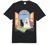 Cozy Ghost Book Lover Spooky Season Reading Nook Comfort Colors Adult Heavyweight T-Shirt