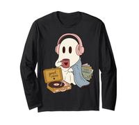 Cozy Ghost Music Lover Good Vibes Cozy Sounds Manga Larga