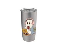 Cozy Ghost Music Lover Good Vibes Cozy Sounds Vaso térmico de acero inoxidable de doble pared