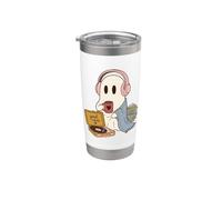 Cozy Ghost Music Lover Good Vibes Cozy Sounds Vaso térmico de acero inoxidable de doble pared