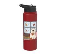 Cozy Ghost Rainy Day Reading Cat Coffee Lover Halloween Stainless Steel Insulated Water Bottle