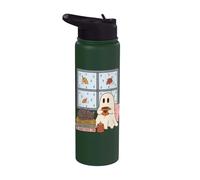 Cozy Ghost Rainy Day Reading Cat Coffee Lover Halloween Stainless Steel Insulated Water Bottle