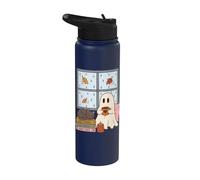Cozy Ghost Rainy Day Reading Cat Coffee Lover Halloween Stainless Steel Insulated Water Bottle