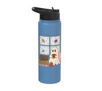 Cozy Ghost Rainy Day Reading Cat Coffee Lover Halloween Stainless Steel Insulated Water Bottle