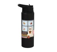 Cozy Ghost Rainy Day Reading Cat Coffee Lover Halloween Stainless Steel Insulated Water Bottle