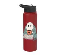 Cozy Ghost Reading Book Coffee Lover Bookish Spooky Season Stainless Steel Insulated Water Bottle