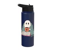 Cozy Ghost Reading Book Coffee Lover Bookish Spooky Season Stainless Steel Insulated Water Bottle