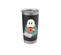 Cozy Ghost Reading Book Coffee Lover Bookish Spooky Season Vaso térmico de acero inoxidable de doble pared