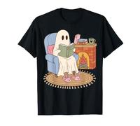 Cozy Ghost Reading Book Fireplace Bunny Slippers Camiseta